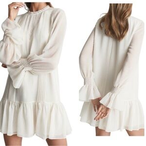NWT REISS Esme Ruffle Lace Mini Dress SIZE 4